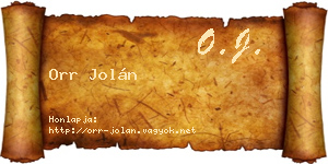 Orr Jolán névjegykártya
